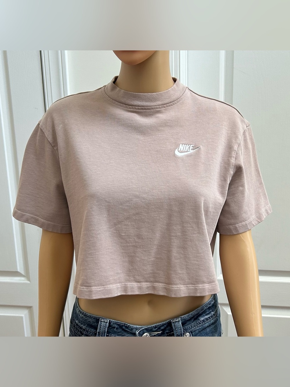 Nike Cropped Crew sweat Tee - Dusty Rose